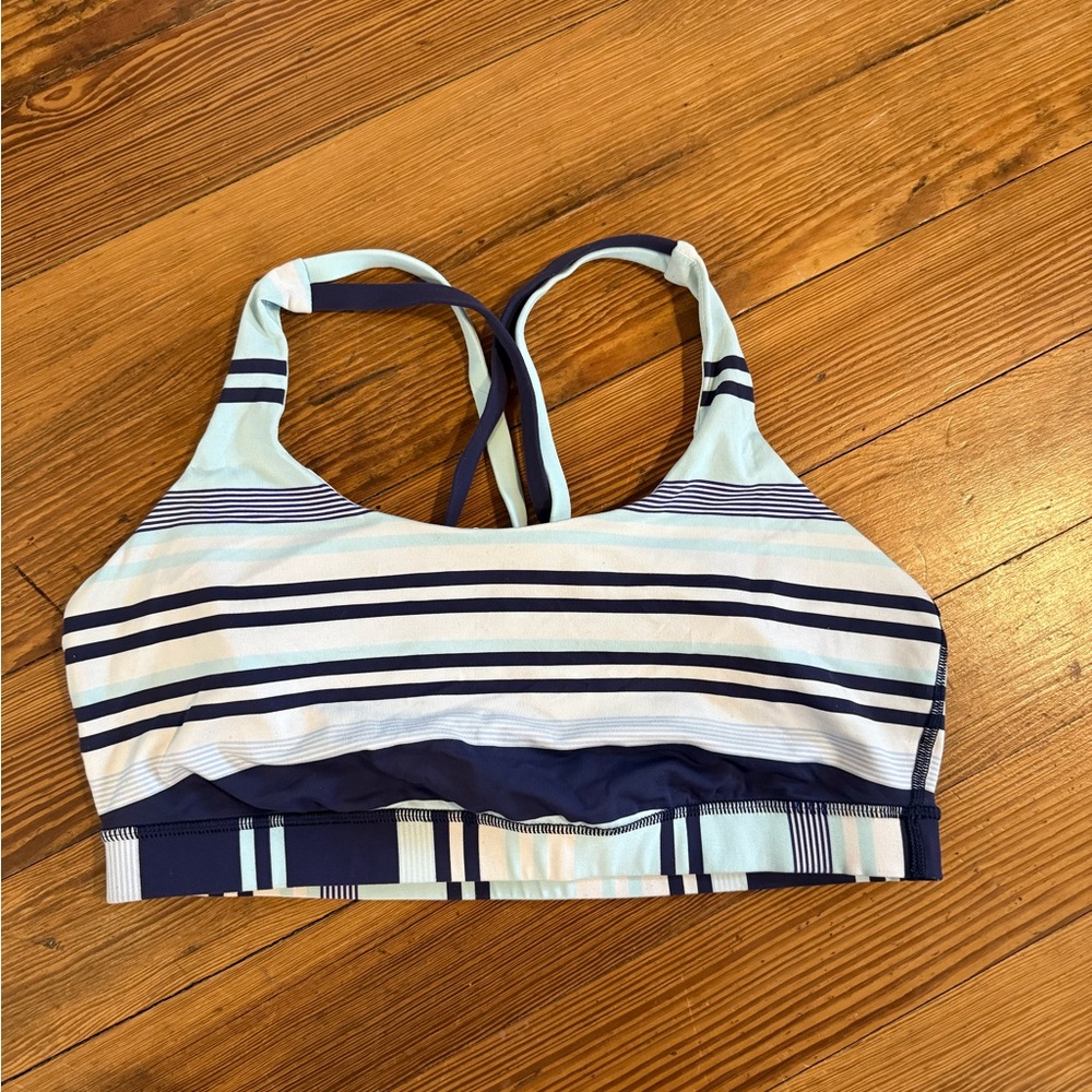 Blue and White Striped Bikini with Racerback